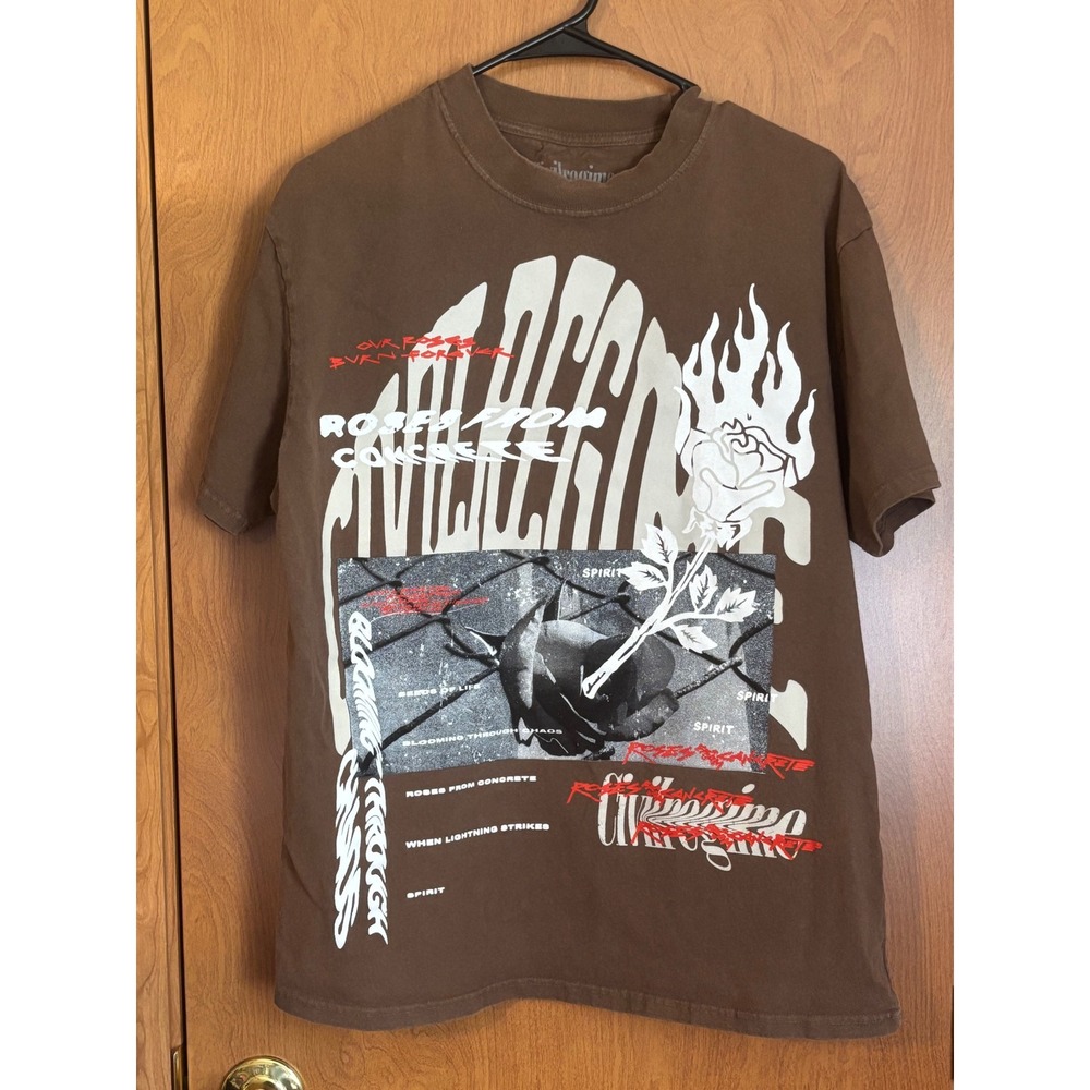 Civil Regime Roses From Concrete Graphic T-Shirt Brown Mens Medium